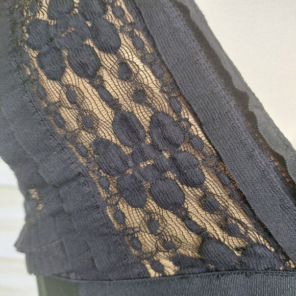 MAX STUDIO Womens Little Black Dress M Sheath Bodycon Sleeveless V-Neck Ruffles - Picture 9 of 13